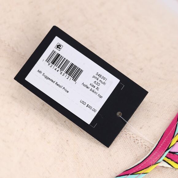 Kate Spade New York Women Multi Floral Drawstring-Front Swim Bikini Top Size XL - Picture 8 of 8